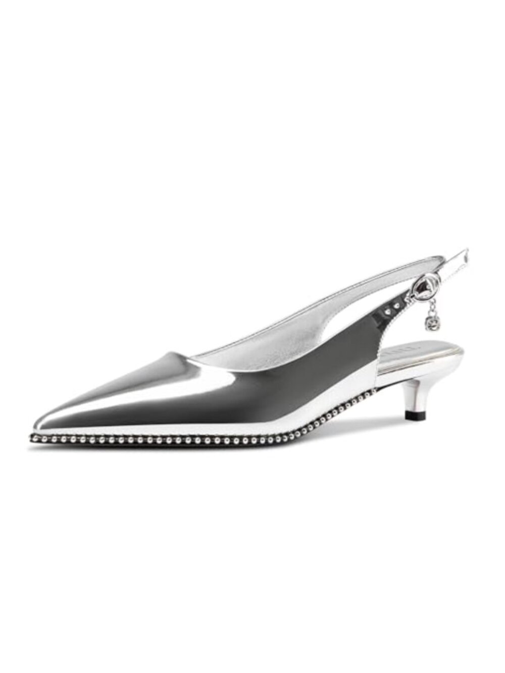 Faux Leather Low Kitten Heel Slingback Pointed Toe Party Prom Pumps